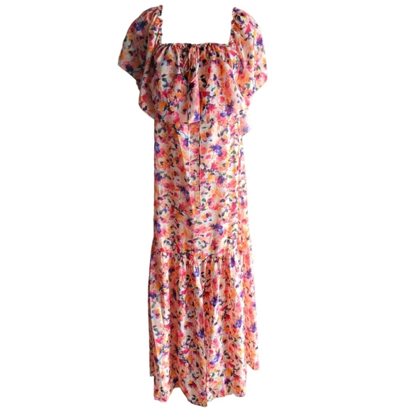 NEW Floral Print Off Shoulder Halter Tiered Maxi Dress Size M - Picture 2 of 6